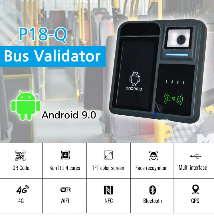 Android 9.0 7 Inch Touch Screen NFC Card Reader Traffic Bill Bus Validator Machine with POS Systems P18-Q