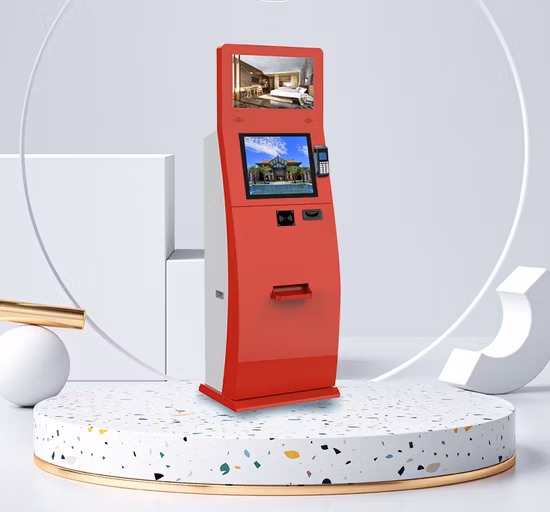 Chiosco di pagamento self-service con dispenser di carte e stampante per centri commerciali, hotel e sale giochi